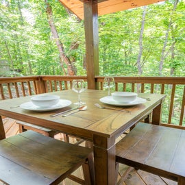 Cozy Cub Cabin's decks with relaxing views