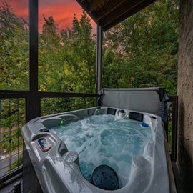 Hillside Haven's bubbling hot tub