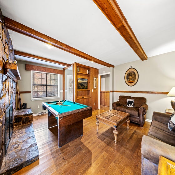 On the River's living area with pool table