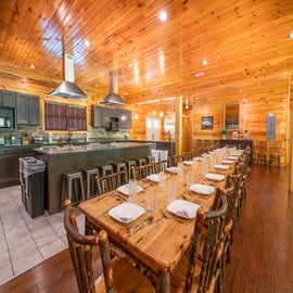 Legacy Lodge's dining and kitchen area