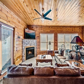 Firefly Lodge's cozy living area