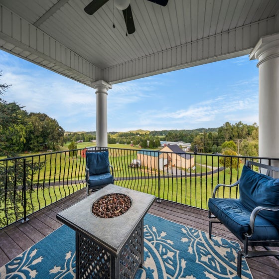 Bear Creek Property's in-deck firepit with stunning views