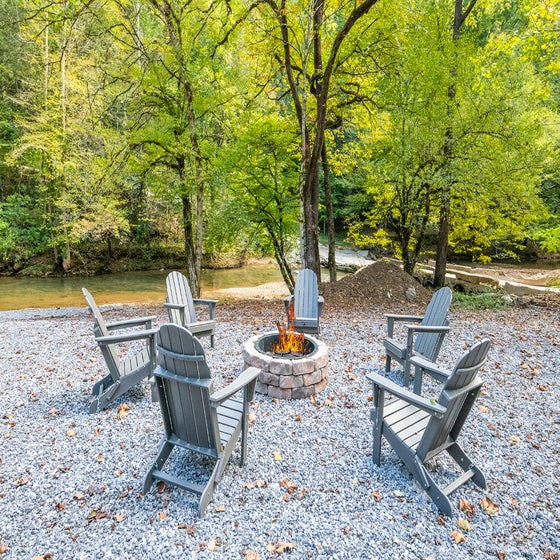 Cabin on the Creek's crackling fire pit