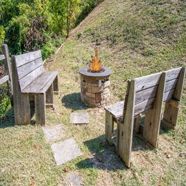 Mountain Getaway's crackling firepit