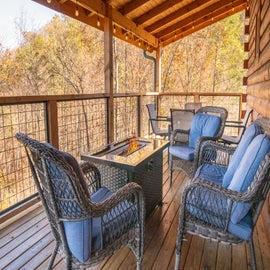 One of Cabin In The Mountains' crackling firepits