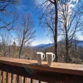 Mountain View Chalet's deck with stunning views