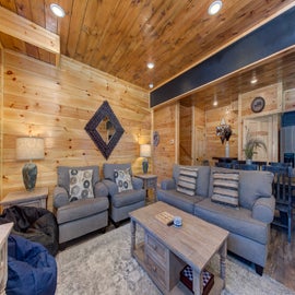 Rustic Modern Mountain Cabin's cozy living room