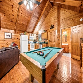 Mountain Dream's living room pool table