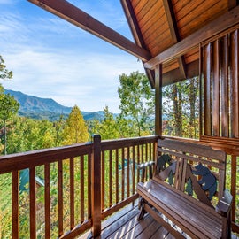 Some Peak Somewhere Cabin's deck with stunning views