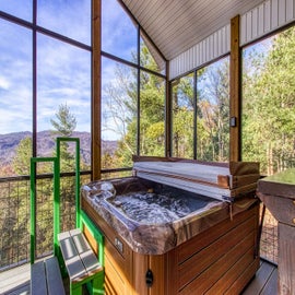 Mountain Charm's bubbling hot tub