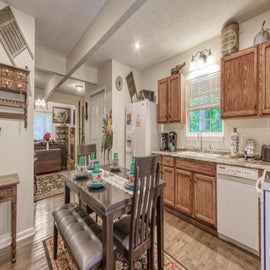 The Farmhouse's kitchen and dining area