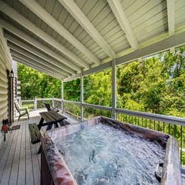 Lunar Lodge's bubbling hot tub