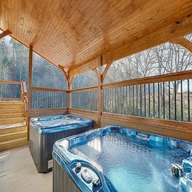 Legacy Lodge's bubbling hot tubs