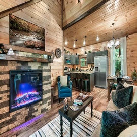 Bear Up There Cabin's cozy living area