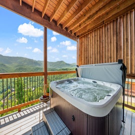 Premier Mountain Views' bubbling hot tub